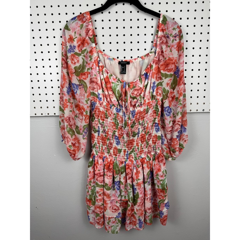 Floral Smocked Drop Waist Mini Dress Romantic Coquette Cottagecore